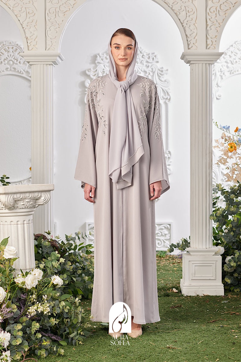 Madiha Abaya in Light Grey