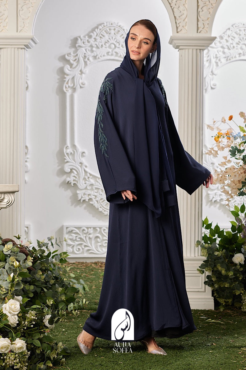 Aarifa Abaya in Navy Blue