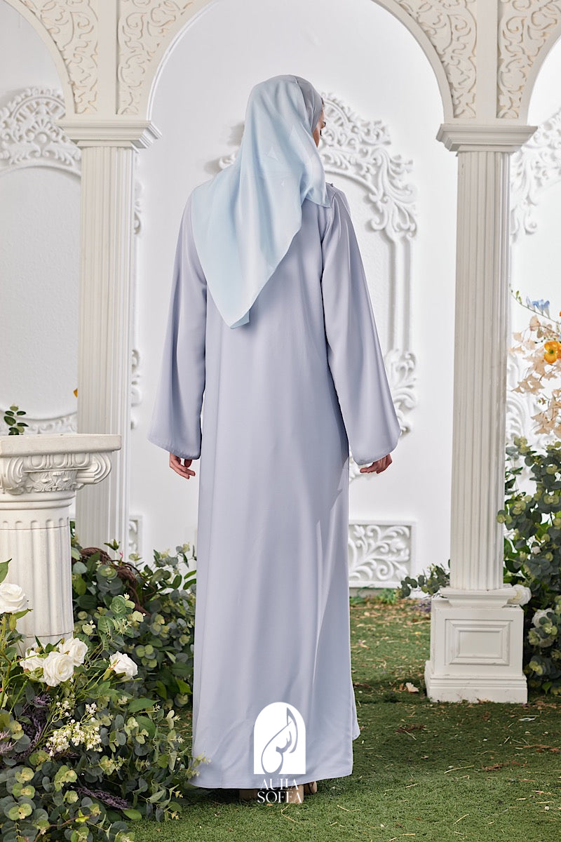 Saafia Abaya in Dusty Blue