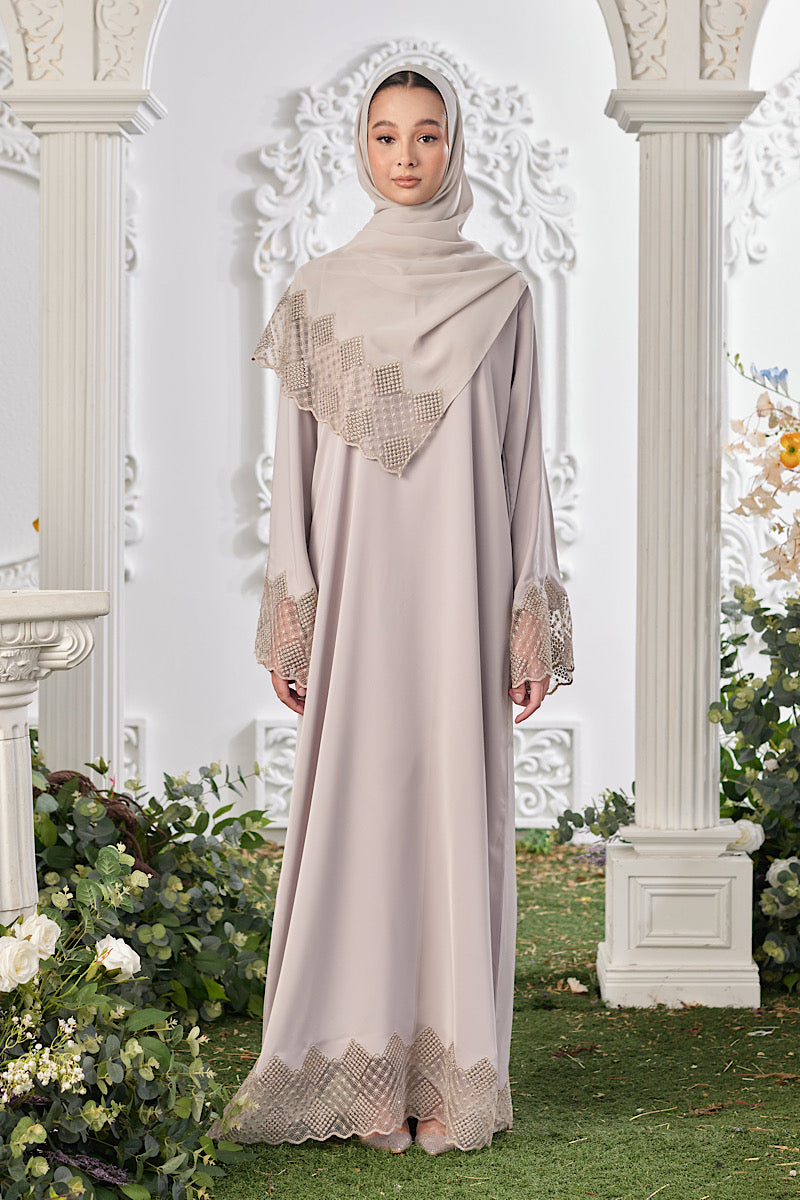 Amalia Abaya in Light Grey