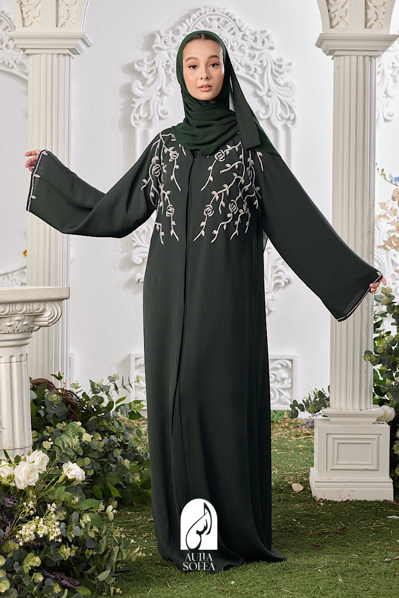 Malika Abaya in Aurora Green