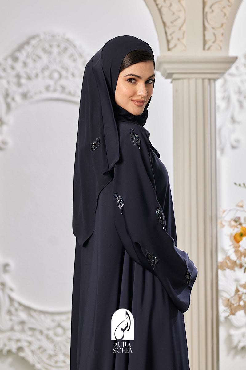 Fasha Abaya in Navy Blue