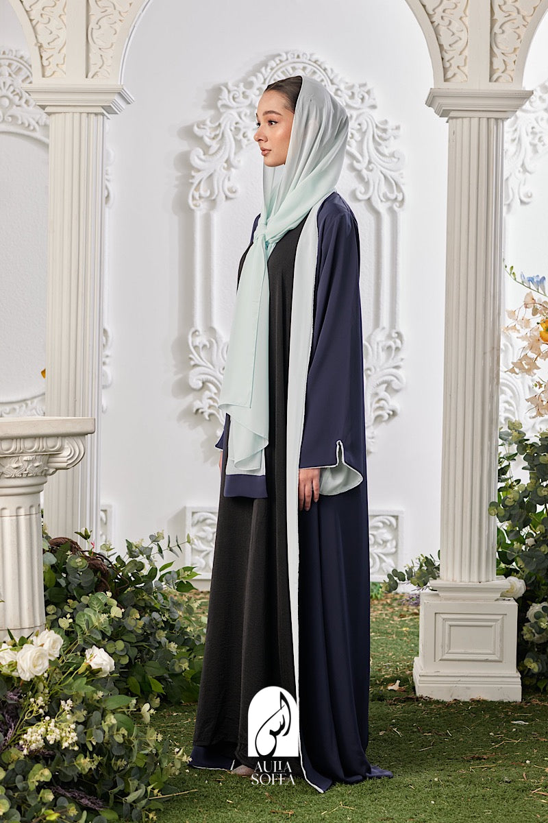 Maysa Reversible Abaya in Navy Blue / Baby Blue