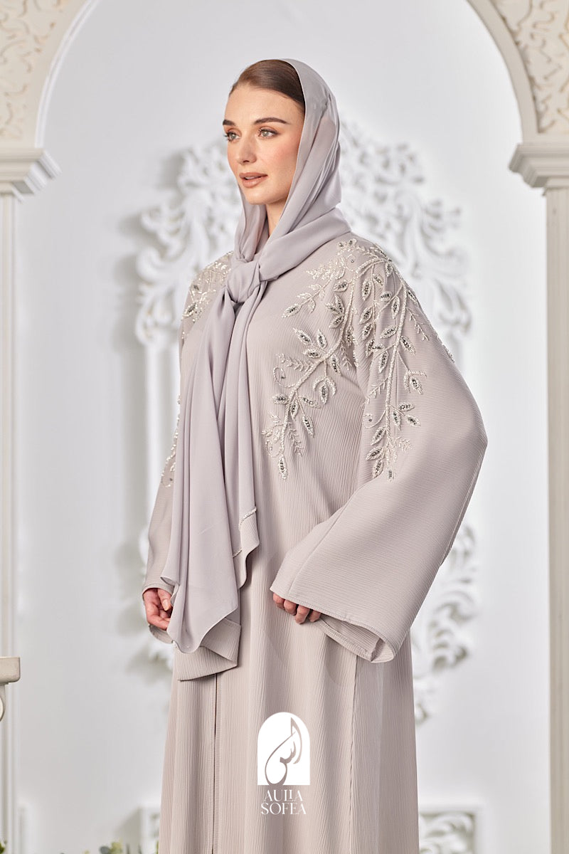 Madiha Abaya in Light Grey