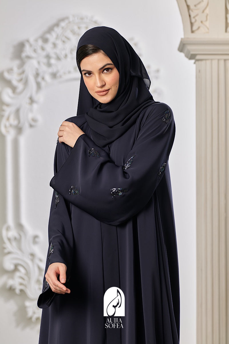 Fasha Abaya in Navy Blue