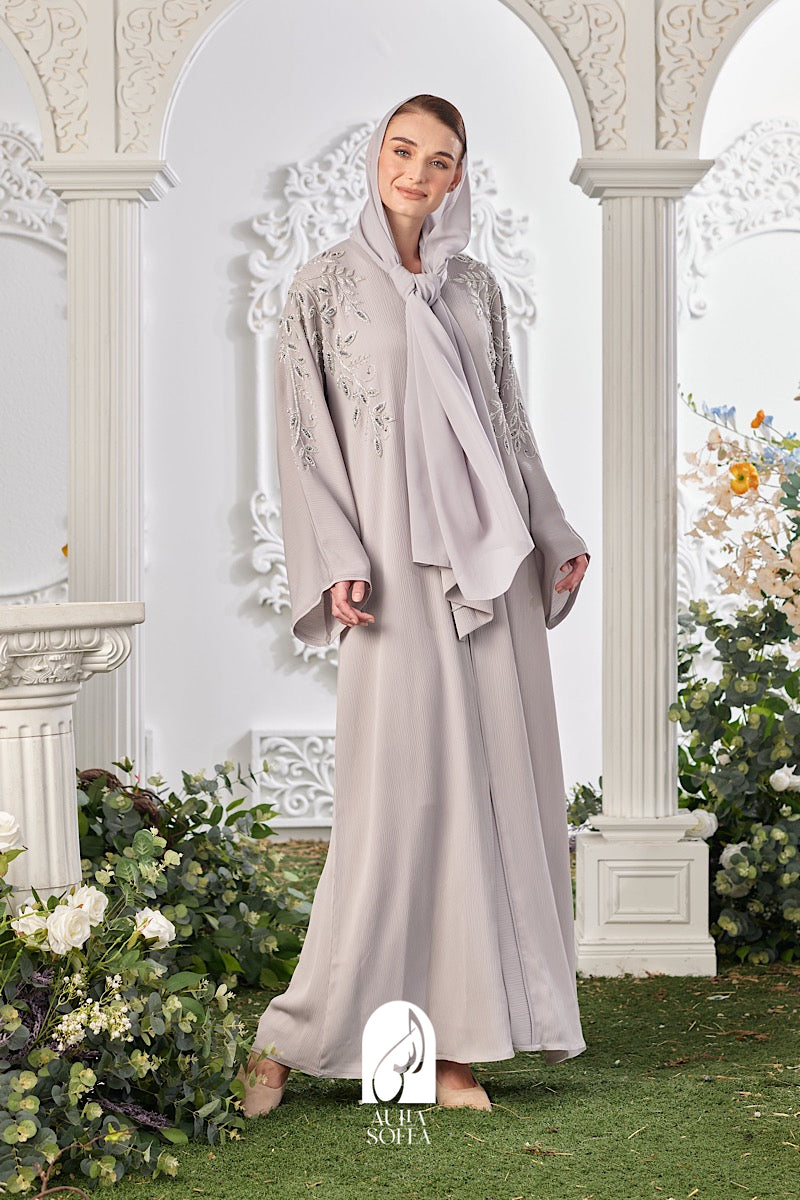 Madiha Abaya in Light Grey