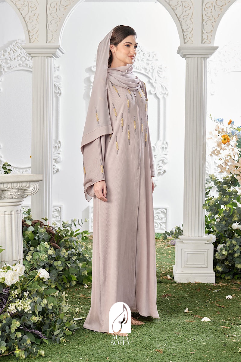 Inaara Abaya in Taupe