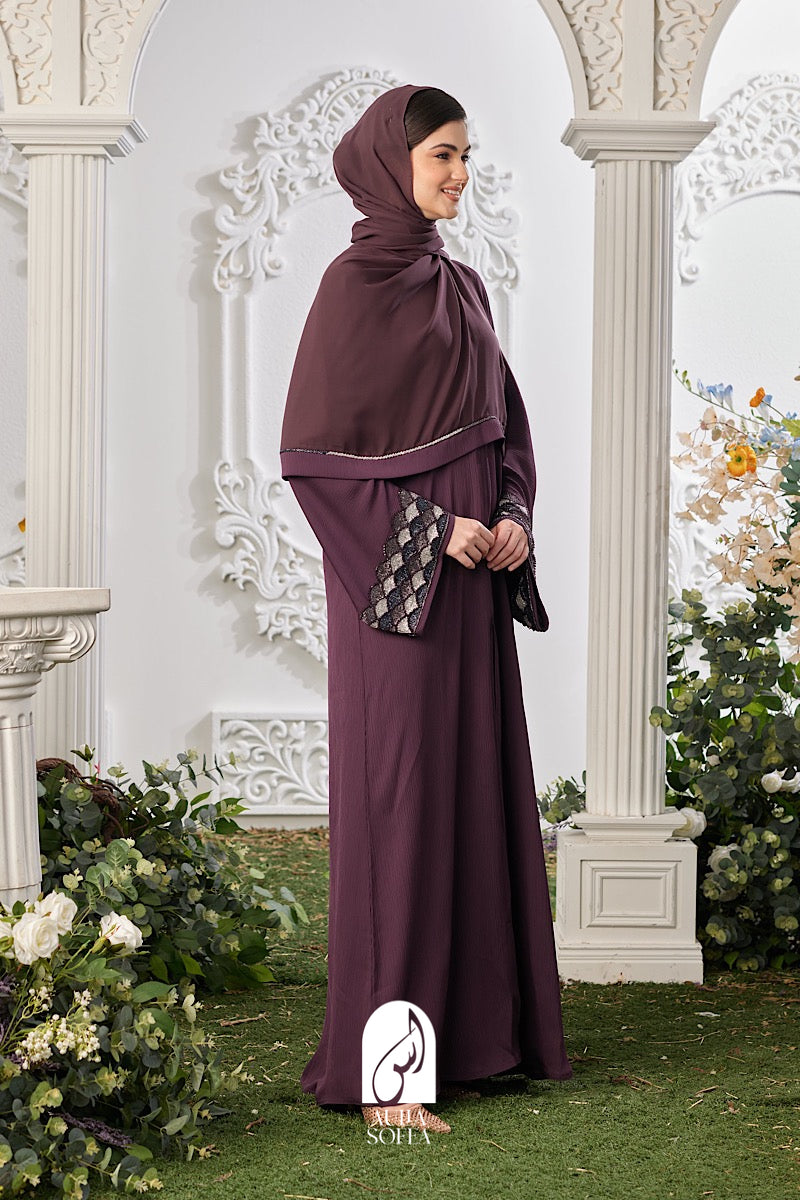 Afsha Abaya in Dark Plum